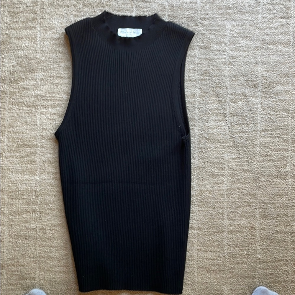 Michael Stars Black Ribbed Sleeveless Top